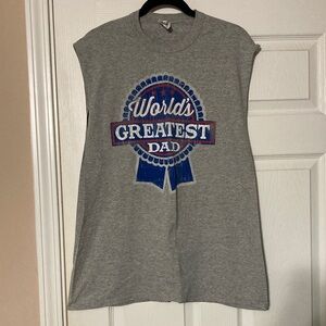 ⭐️⭐️ Gray World's Greatest Dad  Sleeveless T-Shirt - size XL